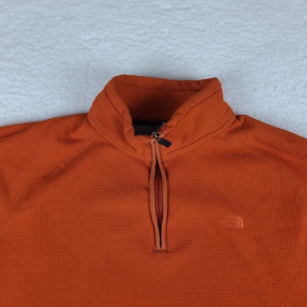 The North Face Sweater Mens XL Dark Orange Fleece‎ Knit Quarter Zip Sweatshirt *